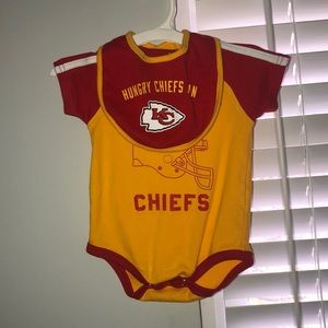 KC Chiefs onesie with bib